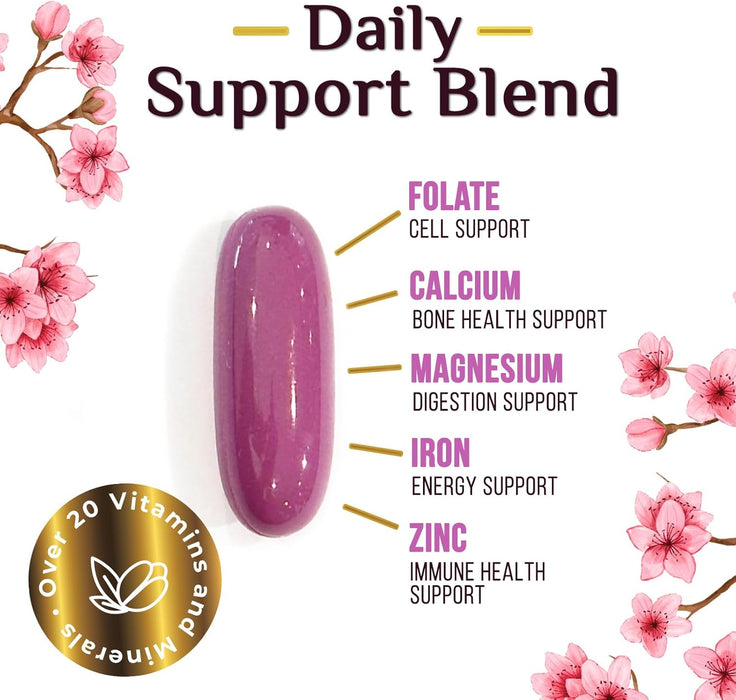 Multivitamin for Women with Iron - Daily Vitamins for Women's Immune Support and Overall Health - Womens Complete Daily Multivitamin with Vitamin A, B, C, D, E, Calcium and Magnesium