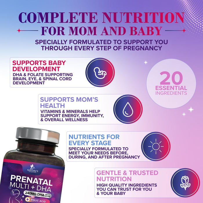 Prenatal Vitamins with Folic Acid & DHA – 120 Softgels