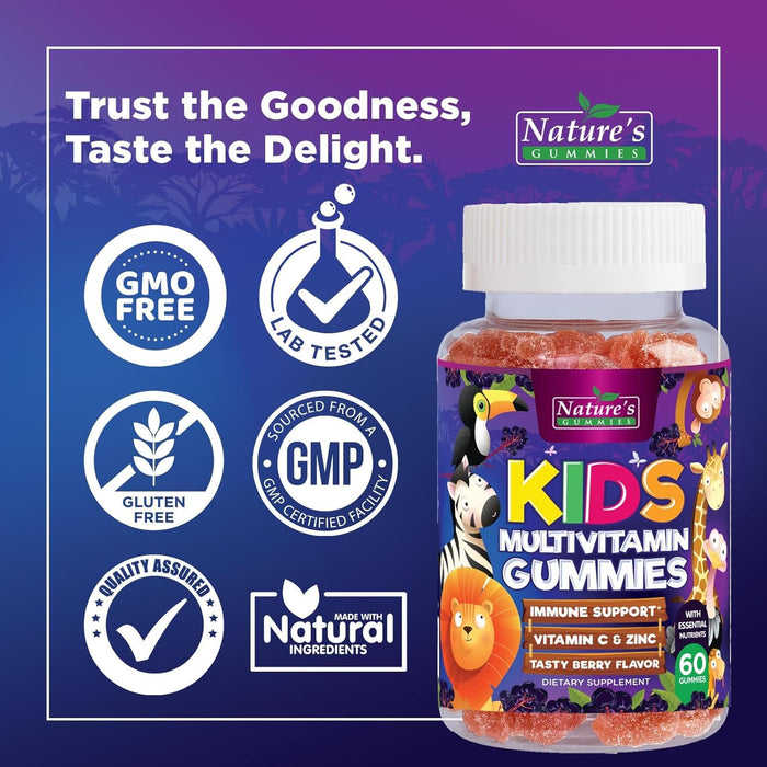 Kids Immune Support Gummies with Vitamin C, Zinc & Echinacea, Gluten Free & Non-GMO Chewable Immune Support for Kids Gummy, Daily Childrens Immune Support Vitamins, Vegan, Berry Flavor - 90 Gummies