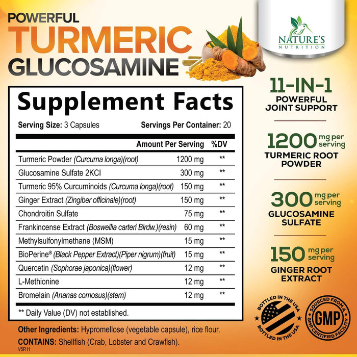 Turmeric Curcumin 2000mg with Glucosamine Chondroitin & Ginger – 60 Capsules