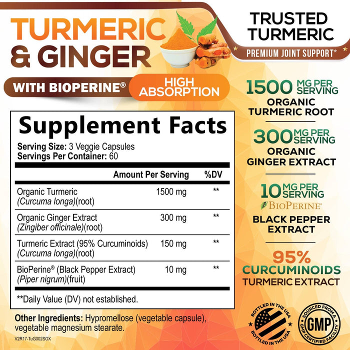 Turmeric Curcumin 1950mg – 180 Capsules