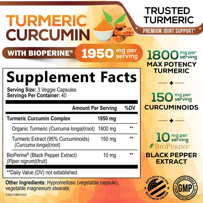 Turmeric Curcumin 1950mg – 120 Capsules