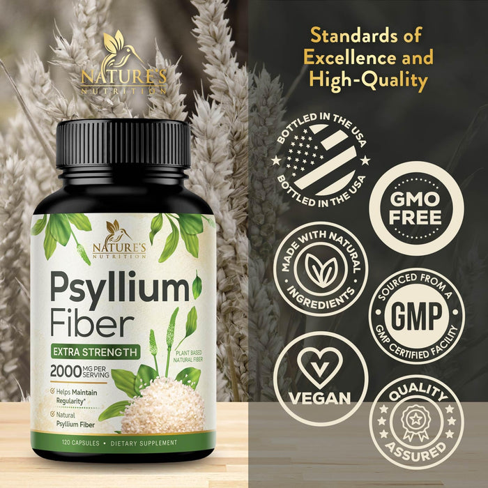 Psyllium Husk Fiber 2000mg – 120 Capsules