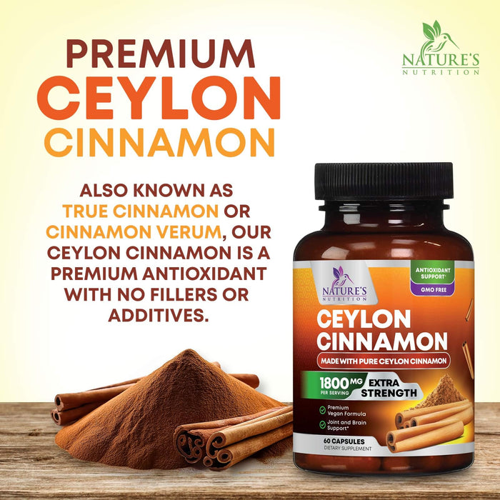 Organic Ceylon Cinnamon 1800mg – 60 Capsules