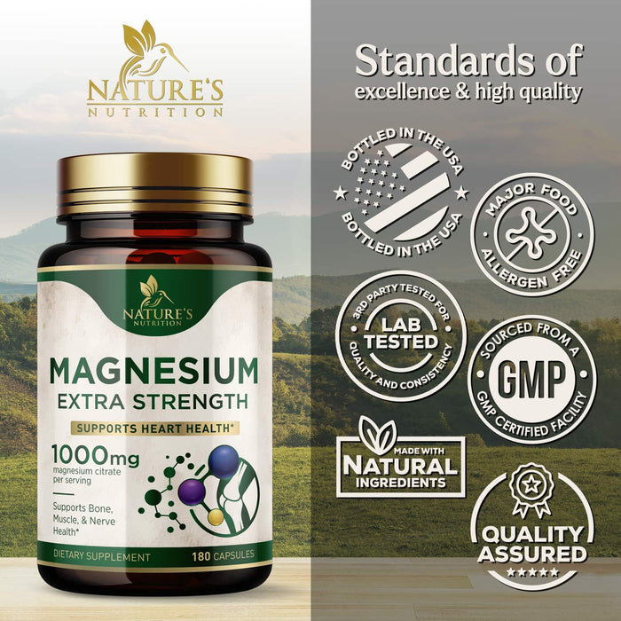 Magnesium (Citrate Oxide) 1000mg for Absorption – 180 Capsules