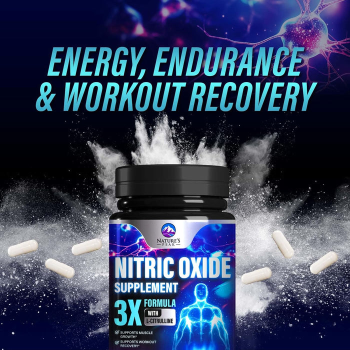 Nitric Oxide Supplement 3000mg L Arginine 3X Strength - Citrulline Malate & AKG - Extra Strength Muscle Supporting Nitric Booster for Muscle Growth & Workout Recovery to Train Harder