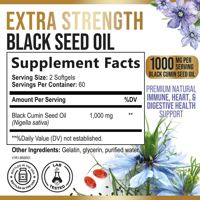 Black Seed Oil Softgels 1000mg – 120 Softgels