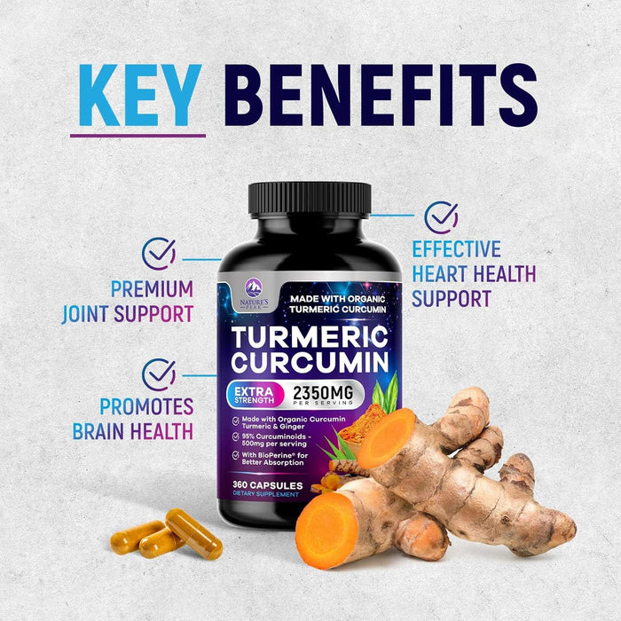 Turmeric Supplement Curcumin 2350mg - with Organic Ginger & Turmeric, BioPerine Black Pepper Extract 95% Curcuminoids - Advanced Absorption Antioxidant & Joint Immune Support - Vegan
