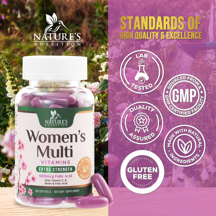 Multivitamin for Women with Iron - Daily Vitamins for Women's Immune Support and Overall Health - Womens Complete Daily Multivitamin with Vitamin A, B, C, D, E, Calcium and Magnesium