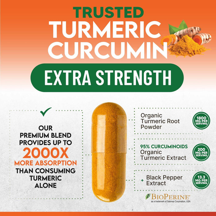 Turmeric Curcumin 2000mg with BioPerine + 95% Curcuminoids - 360 Capsules