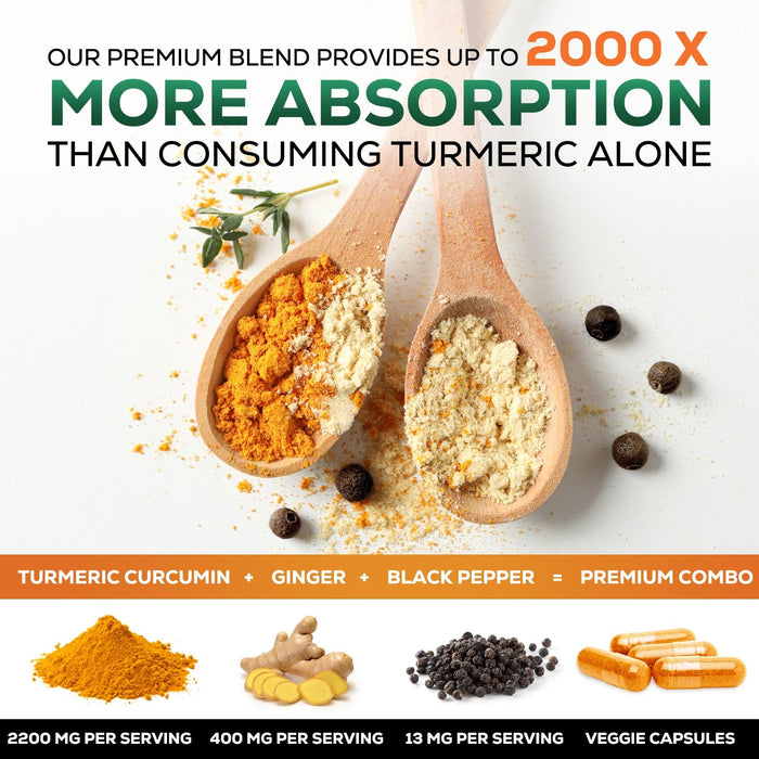 Turmeric Curcumin 2600mg with Organic Ginger & Turmeric – 120 Capsules