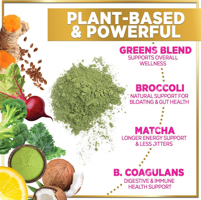 Hello Lovely! Greens Blend Superfood - Super Greens Powder Smoothie Mix, Energy & Digestive Health Support w/Probiotics, Organic Spirulina, Chlorella, Beet Root, Vegan Green Powder - 28 Servings