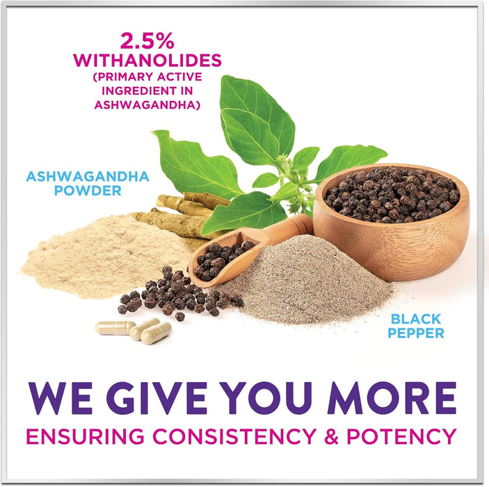 Ashwagandha 2,100 mg Extra Strength - Pure Ashwagandha Powder Antioxidant Support with Black Pepper plus Root Extract Vegan Adaptogen Formula Supplements for Energy and Immune Support
