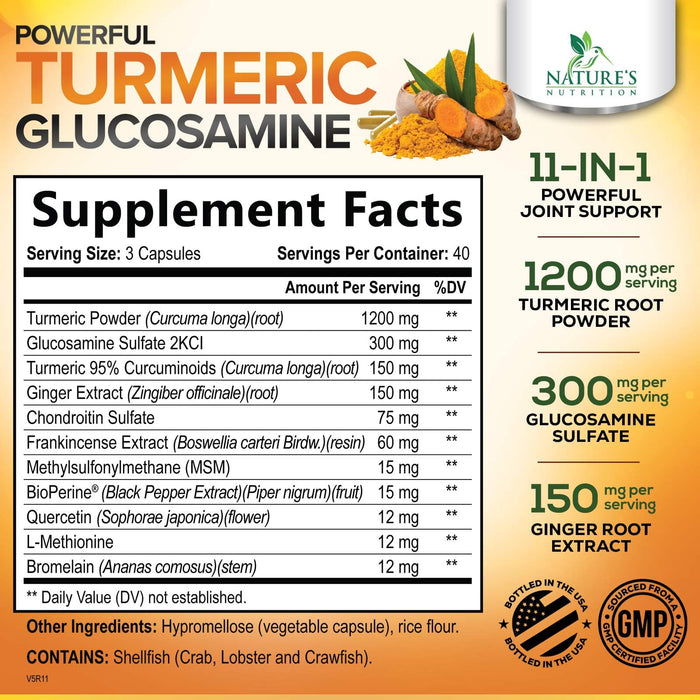 Turmeric Curcumin 2000mg with Glucosamine Chondroitin & Ginger – 120 Capsules