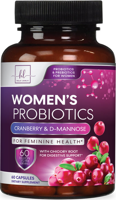 Hello Lovely! Formulated Probiotics for Women + Prebiotics & Cranberry, Vaginal Women's Probiotic for Digestive Health, pH & Immune Support, Shelf Stable