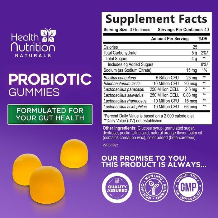 Daily Probiotic Gummy for Women & Men's Digestive Health, Extra Strength 5 Billion CFU, Acidophilus Probiotics Supplement Vaginal & Urinary Health Support, Vegan, Non-GMO, Orange Flavor