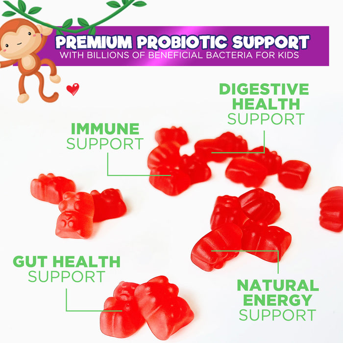 Probiotic for Kids Gummies - 5 Billion CFU with Lactobacillus & Bifidobacterium - Nature's Kids Probiotics Gummy - Digestive Health & Immune Support, Berry Flavor, Gluten & Dairy Free - 60 Gummies