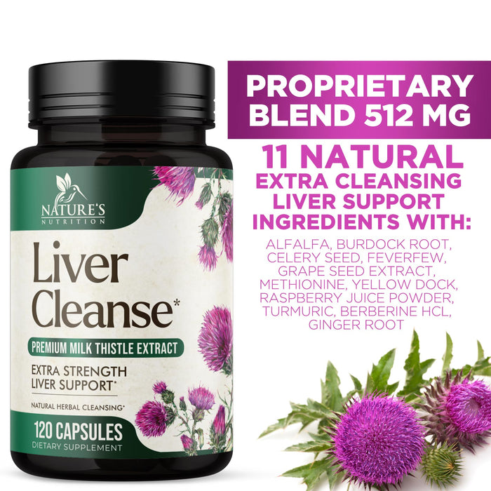 Liver Cleanse Detox & Repair Formula - Herbal Liver Support Supplement with Milk Thistle with Silymarin, Artichoke Extract, Dandelion, Beet, Chicory Root, & Turmeric for Liver Health