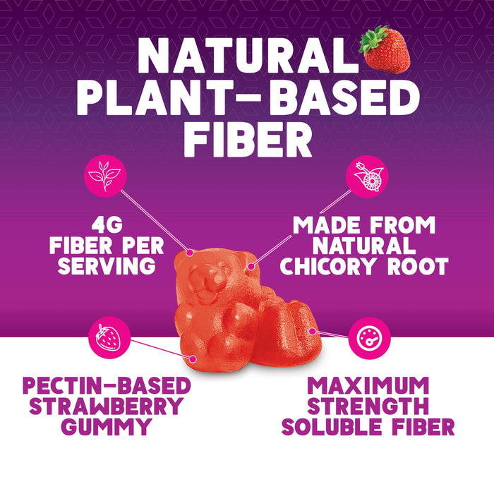 Fiber Gummies for Adults, Fiber 4g Gummy - Daily Prebiotic Supplement & Digestive Health Support, Supports Regularity & Natural Prebiotic Fiber Gummy, Plant Based Fiber, Strawberry Flavor - 60 Gummies
