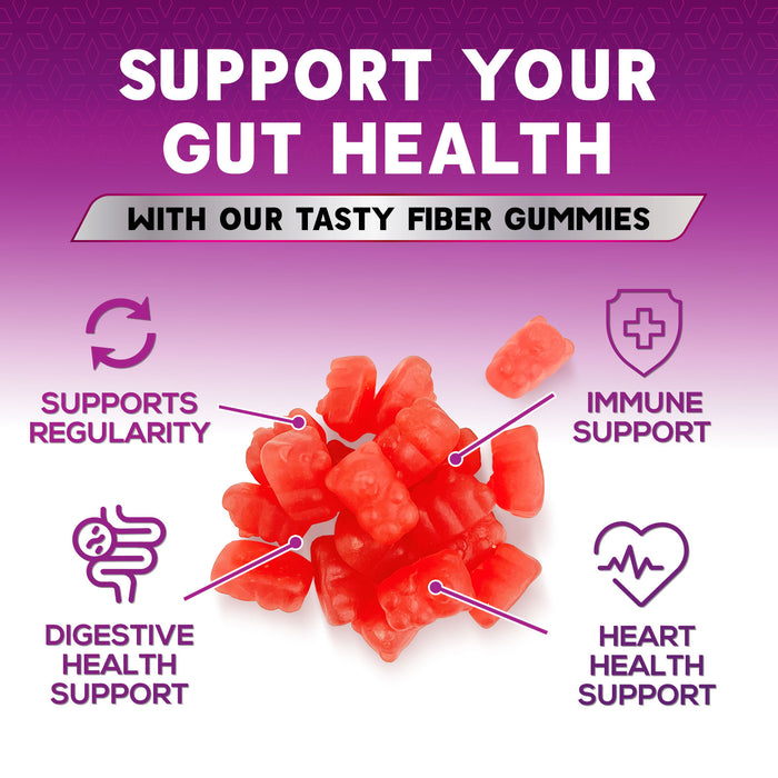 Fiber Gummies for Adults, Fiber 4g Gummy - Daily Prebiotic Supplement & Digestive Health Support, Supports Regularity & Natural Prebiotic Fiber Gummy, Plant Based Fiber, Strawberry Flavor - 60 Gummies