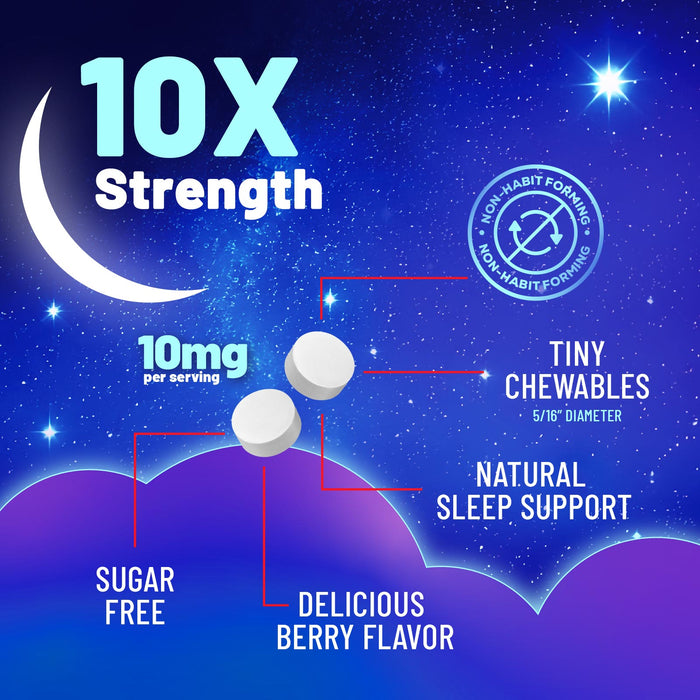 Fast Dissolve Melatonin 10mg, Sleep Support for Adults, Melatonin Sleep Supplement for a Sleep-Promoting Restful Sleep, Non-Habit Forming, 100% Drug Free, Berry Flavored