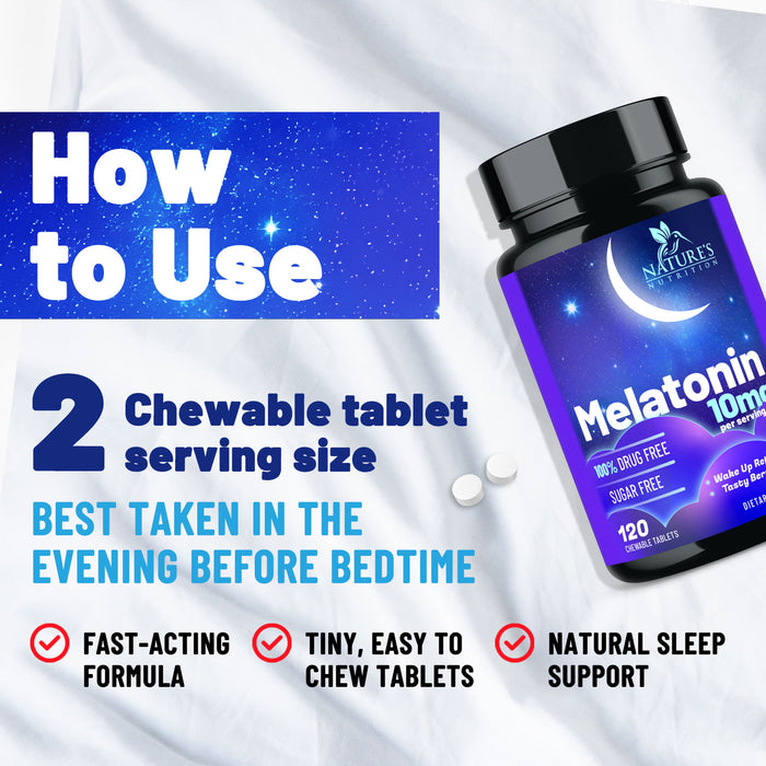 Fast Dissolve Melatonin 10mg, Sleep Support for Adults, Melatonin Sleep Supplement for a Sleep-Promoting Restful Sleep, Non-Habit Forming, 100% Drug Free, Berry Flavored