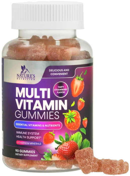 Nature's Multivitamin Gummies - Womens & Mens Daily Gummy Multivitamins for Adults with Vitamins A, C, E, B6, B12, and Minerals - Natural Multi Vitamin Supplement, Non-GMO, Berry Flavor