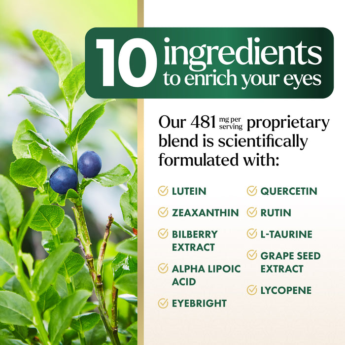 Eye Vitamins & Mineral Supplement - Contains Zinc, Copper, Lutein, & Zeaxanthin, Supports Dry Eye Strain, Vision Health for Adults, Non-GMO, Vegan Eye Care Pills & Minerals Supplements - 60 Capsules