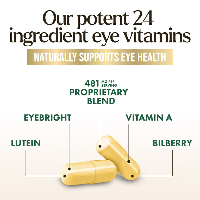 Eye Vitamins & Mineral Supplement - Contains Zinc, Copper, Lutein, & Zeaxanthin, Supports Dry Eye Strain, Vision Health for Adults, Non-GMO, Vegan Eye Care Pills & Minerals Supplements - 60 Capsules