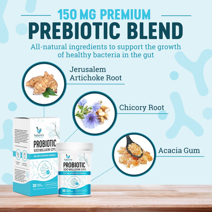 Nature's Physician Probiotics - 100 Billion CFU - 16 Strains + Prebiotics - Best Probiotic Supplement for Women & Men - Supports Immune, Digestive Health, Occasional Constipation & Gas