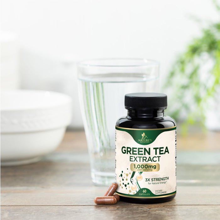 Green Tea Extract Weight Loss Pills 1000mg 98% Standardized EGCG - 3X Strength for Natural Energy - Supports Heart Antioxidant Health with Polyphenols, Vegan Herbal Supplement, Non-GMO