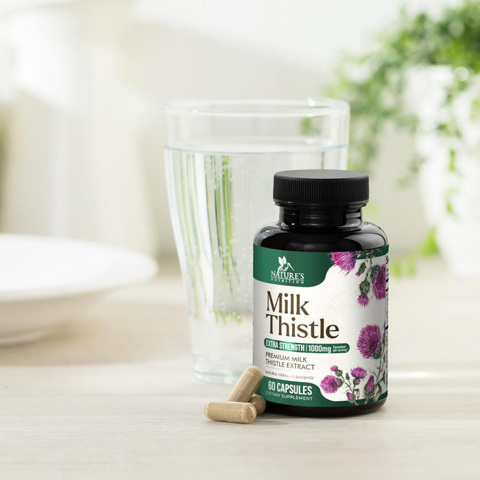Nature's Milk Thistle 1000mg - Herbal Liver Supplement - Best Milk Thistle Liver Cleanse Detox & Repair Formula with Dandelion Root Extract & Silymarin Marianum, Supports Liver Health