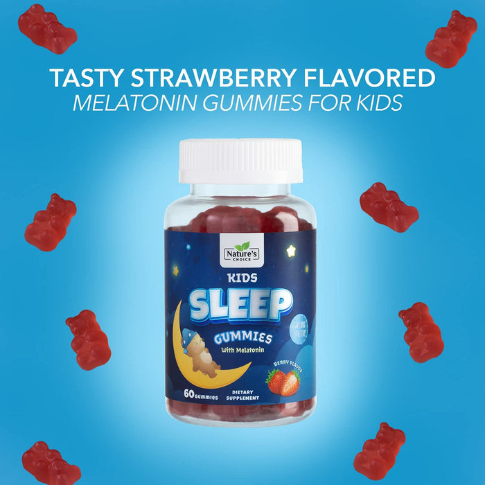 Kids Melatonin 1mg Gummy, 100% Drug-Free & Effective Sleep Supplement Gummies for Children Ages 3 and Up, Chewable Supplement for Restful Sleep, Natural Berry-Flavored - 60 Gummies