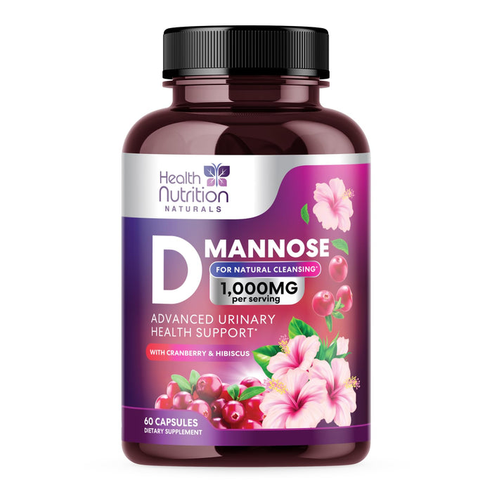 D-Mannose & Cranberry Extract 1350mg, Fast-Acting to Support Natural Urinary Tract Health for Women & Men, Non-GMO & Vegan, Flush & Cleanse Impurities in Urinary Tract & Bladder
