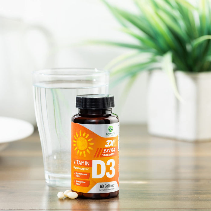 D Vitamin 5000 IU Vitamin D3 Softgels - High Potency D3 Vitamin for Bone Health, Muscle, & Immune Support - Extra Strength 125 mcg - Natures Non-GMO 5000iu D3 Supplement - 60 Softgels, 60 Day Supply
