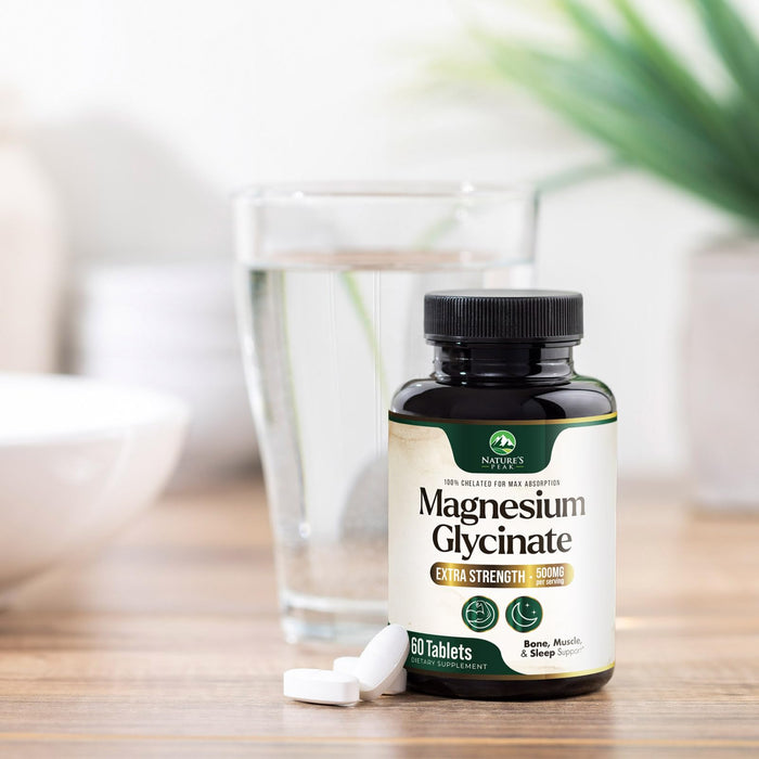 Nature's Magnesium Glycinate 500 mg - High Absorption Magnesium Supplement Pills to Support Heart Health, Muscle, Nerve & Bone Support, Vegan, Non-GMO Dietary Supplement Magnesium Pills