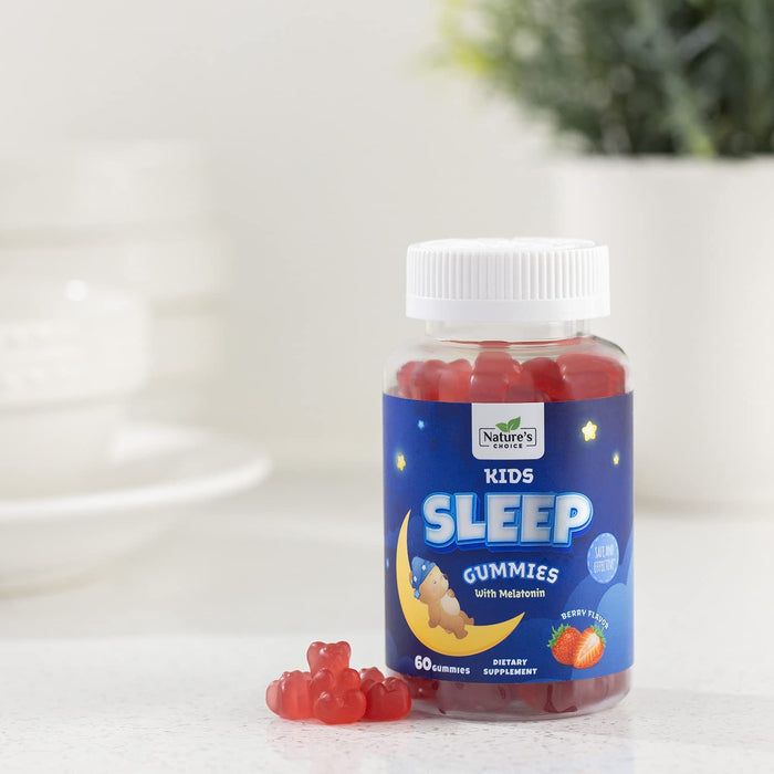 Kids Melatonin 1mg Gummy, 100% Drug-Free & Effective Sleep Supplement Gummies for Children Ages 3 and Up, Chewable Supplement for Restful Sleep, Natural Berry-Flavored - 60 Gummies