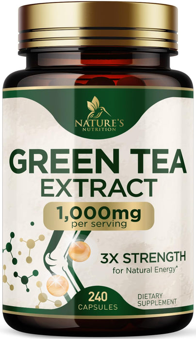 Green Tea Extract Weight Loss Pills 1000mg 98% Standardized EGCG - 3X Strength for Natural Energy - Supports Heart Antioxidant Health with Polyphenols, Vegan Herbal Supplement, Non-GMO