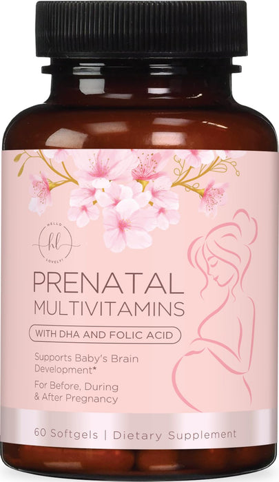 Hello Lovely! Prenatal Multivitamin, Ultra Strength Pregnancy Vitamins for Women with Folic Acid, Iron, DHA, Vitamin C, E - Prenatal Mineral Supplement for Daily Nutritional Support