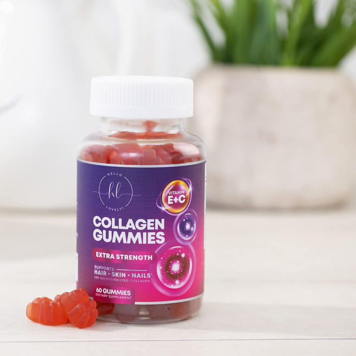 Collagen Peptides Gummies for Women & Men - Collagen Protein with Biotin, Extra Strength Hydrolyzed Collagen Peptides Gummy Supplement for Hair, Skin & Nails & Joint Support, Non-GMO