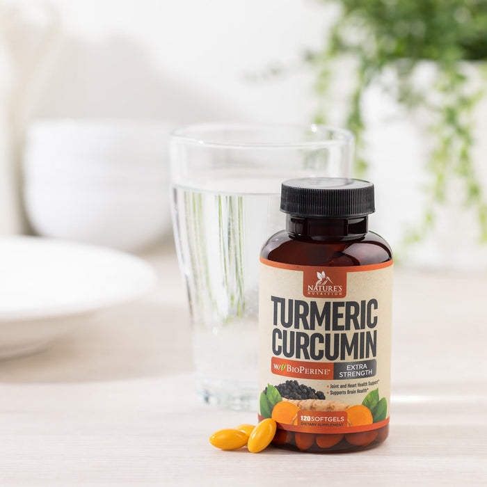 Turmeric Curcumin with BioPerine 95% Standardized Curcuminoids 1500mg Black Pepper Extract for Max Absorption, Premium Joint Support, Nature's Tumeric Herbal Supplement, Non-GMO, Vegan - 120 Softgels