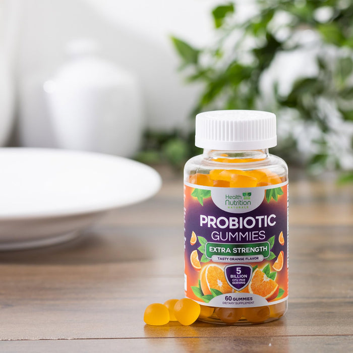 Daily Probiotic Gummy for Women & Men's Digestive Health, Extra Strength 5 Billion CFU, Acidophilus Probiotics Supplement Vaginal & Urinary Health Support, Vegan, Non-GMO, Orange Flavor