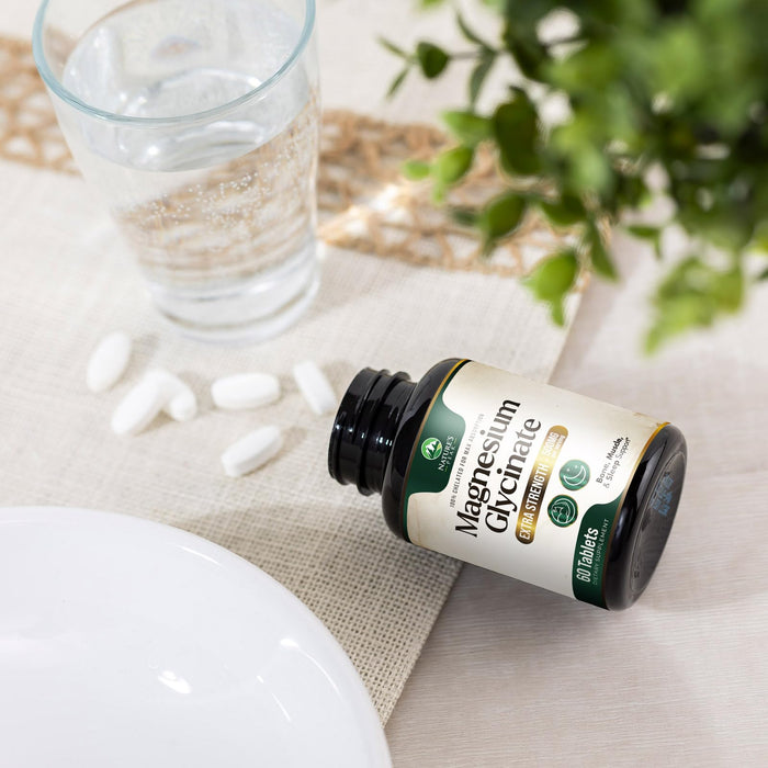 Nature's Magnesium Glycinate 500 mg - High Absorption Magnesium Supplement Pills to Support Heart Health, Muscle, Nerve & Bone Support, Vegan, Non-GMO Dietary Supplement Magnesium Pills