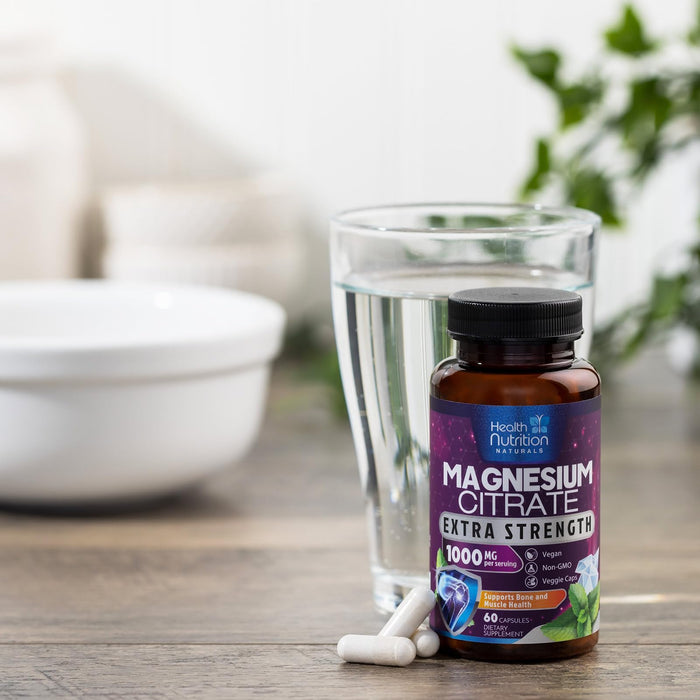 Magnesium Citrate 1000mg - Max Strength Magnesium Capsules for Muscle, Nerve, Bone and Heart Health Support, Natural Sleep Support, High Absorption Citrate Oxide Powder Complex