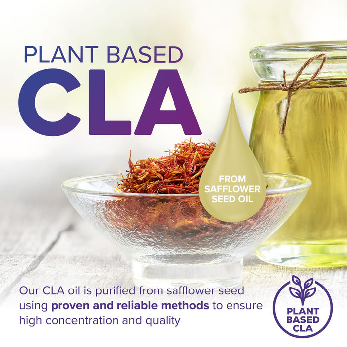 Conjugated Linoleic Acid CLA 1560mg - Extra Strength CLA Supplement Pills - Improve Body Composition & Lean Muscle Tone, Metabolism & Energy - Nature's Safflower Capsules, Non-GMO
