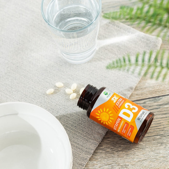 D Vitamin 5000 IU Vitamin D3 Softgels - High Potency D3 Vitamin for Bone Health, Muscle, & Immune Support - Extra Strength 125 mcg - Natures Non-GMO 5000iu D3 Supplement - 60 Softgels, 60 Day Supply