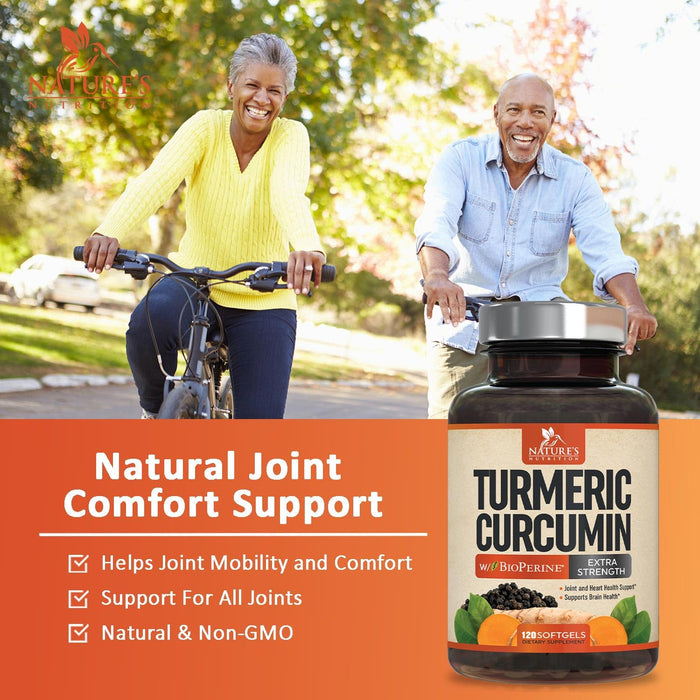 Turmeric Curcumin with BioPerine 95% Standardized Curcuminoids 1500mg Black Pepper Extract for Max Absorption, Premium Joint Support, Nature's Tumeric Herbal Supplement, Non-GMO, Vegan - 120 Softgels