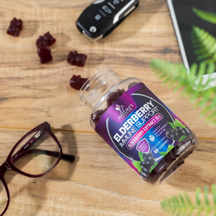 Nature’s Sambucus Elderberry Gummies, Immune Support for Kids and Adults, Max 35:1 Extract, Equivalent to 4200mg of Elderberries, Black Elderberry Vitamin Supplement, Vegan, Non-GMO