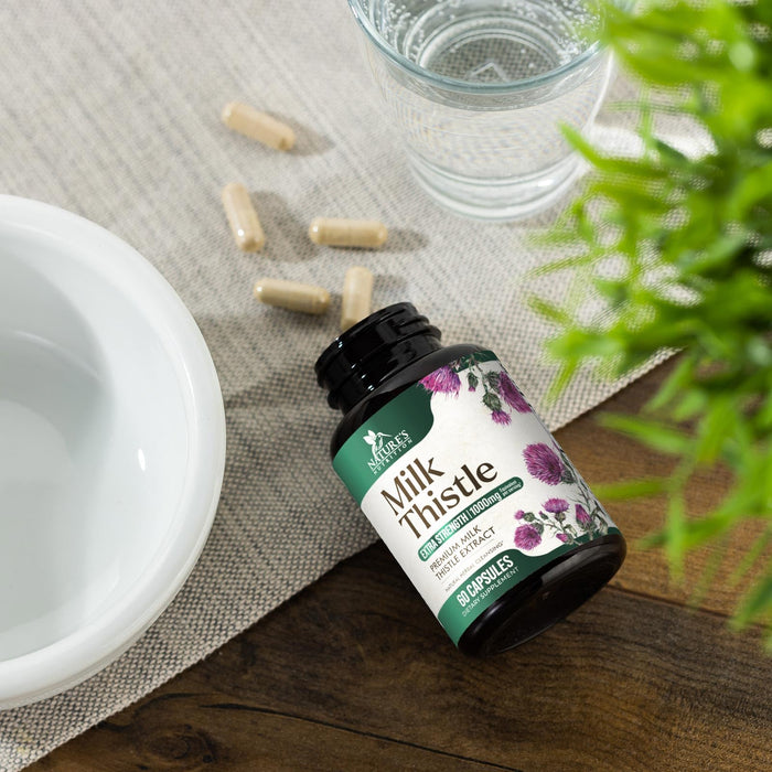 Nature's Milk Thistle 1000mg - Herbal Liver Supplement - Best Milk Thistle Liver Cleanse Detox & Repair Formula with Dandelion Root Extract & Silymarin Marianum, Supports Liver Health