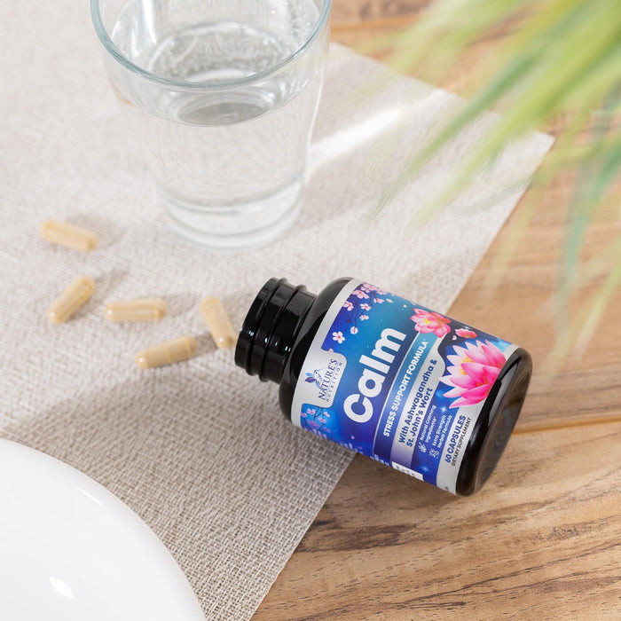 Nature's Nutrition Calm & Stress Support Supplement - with Magnesium, Ashwagandha, 5-HTP, L-Theanine, GABA - Natural Stress & Immune Support to Relax, Focus, Unwind - Vegan & Non-GMO